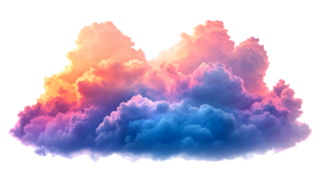 Dramatic colorful cloud formation with vibrant pink orange and blue hues isolated on transparent background png
