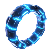 Futuristic sci fi ring with blue neon lights isolated on transparent background png