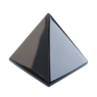 Shiny metallic pyramid geometric shape with smooth reflective surfaces isolated on transparent background png