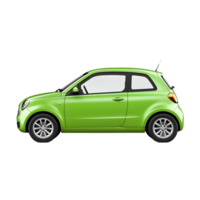 Modern green compact car side view isolated on transparent background png