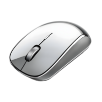 Sleek modern silver computer mouse with a scroll wheel isolated on transparent background png