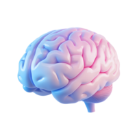 Stylized 3d brain with pink and blue gradient isolated on transparent background png