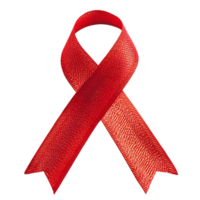 Red awareness ribbon symbolizing support for aids research and awareness isolated on transparent background png