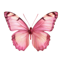 Beautiful pink butterfly with detailed wings and antennae isolated on transparent background png
