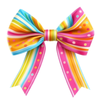 Vibrant striped bow with polka dots isolated on transparent background png