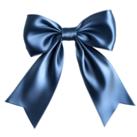Elegant blue satin bow with flowing tails isolated on transparent background png