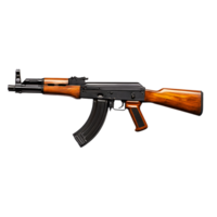 Classic ak 47 assault rifle with wooden furniture isolated on transparent background png