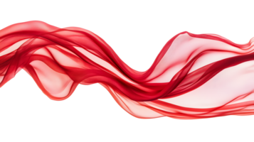 Flowing red fabric wave isolated on transparent background png
