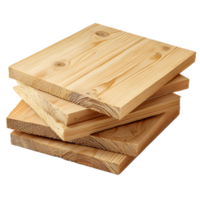 Stack of rough cut wooden planks with natural bark edges isolated on transparent background png