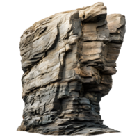 A detailed geological formation of layered sedimentary rock isolated on transparent background png