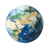 Detailed realistic depiction of planet earth showing continents and oceans isolated on transparent background png