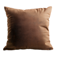 Textured brown square pillow with organic wave pattern isolated on transparent background png