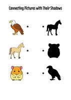 Match animal pictures to their shadows, great for visual discrimination skills vector
