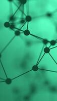 Abstract 3D network of connected dots and lines on a teal background. Futuristic tech concept, suitable for AI, data, or digital communication themes. video