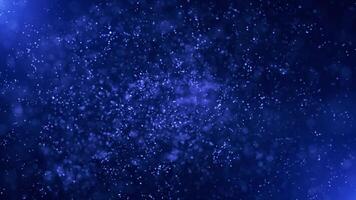 Blue glowing particle wave background with sparkling bokeh lights and shiny particles in fluid motion. This atmospheric background animation is full HD and a loop. video