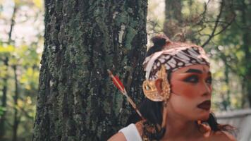 Traditional Javanese Archer in a Forest Setting video