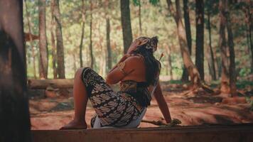 Traditional Javanese Archer Posing in the Forest video