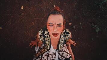 High-Angle Shot of an Anguished Javanese Dancer video