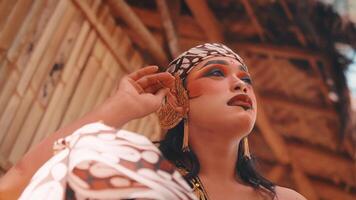 Low-Angle Shot of a Javanese Dancer Preparing for Performance video
