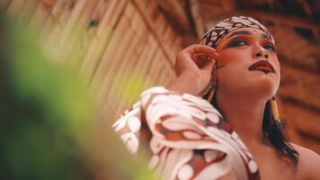 Close-up of Javanese Dancer with Golden Ear Jewelry video