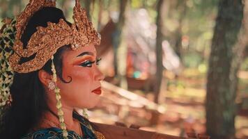 Profile of a Pensive Javanese Dancer in a Forest video