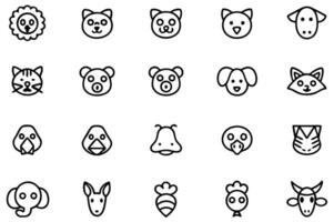 Charming Animal Icon Collection A Delightful Set of Diverse Creatures in Simple Outlines Perfect for Various Design Projects vector