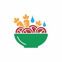 Fresh Vegetable Salad in Green Bowl Sliced Tomatoes and Carrots vector