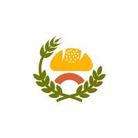 Stylized Bakery Logo with Wheat and Bread Loaf Illustration vector