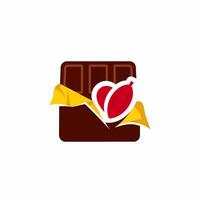 Flat Chocolate Bar with Cocoa Beans Design vector