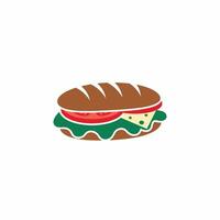 Colorful Cartoon Sandwich with Bread, Tomato, Cheese, and Lettuce vector