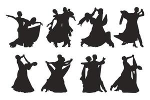 Silhouette of waltz pair. Couple dancers vector