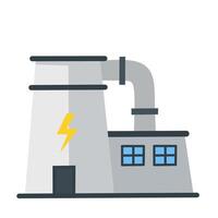 illustration of a power plant or electricity factory with a lightning symbol and smokestack. Ideal for energy, industry, and infrastructure concepts vector