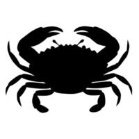 Solid black silhouette illustration of a crab with raised claws, perfect for logos, icons, marine-themed graphics, or educational sea animal visuals vector