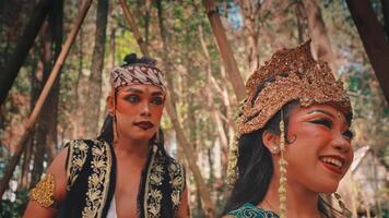 Traditional Javanese Performers in a Bamboo Forest video