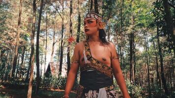 Javanese Male Dancer as a Warrior Archer in the Forest video