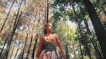Javanese Mythological Archer Standing in a Lush Forest video