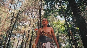 Traditional Javanese Warrior Archer Walking Towards Camera video