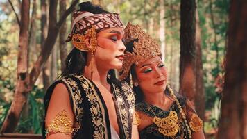 Traditional Javanese Dancers in a Tender Embrace video