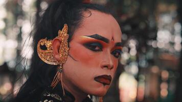 Javanese Male Dancer with Intense Gaze in a Forest video