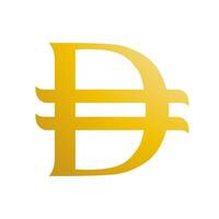 UAE dirham is the monetary unit of the United Arab Emirates. Golden currency symbol vector