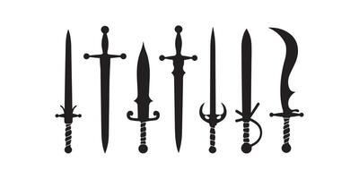 Silhouettes of Various Historical Bladed Weapons vector