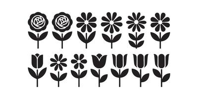 Floral Symbol Set for Botanical and Nature-Based Content vector