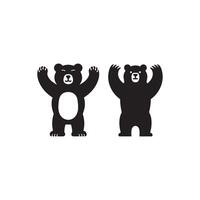 Two Cartoon Bears Standing with Raised Arms vector