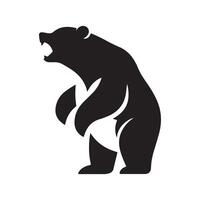 Roaring Bear Silhouette in Aggressive Stance vector