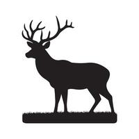 Majestic Deer Silhouette Standing in Grass vector