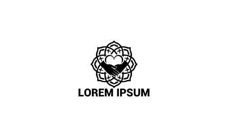 Minimalistic Heart and Hands Logo with Mandala Pattern Symbol of Love and Unity vector