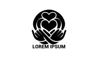 Charity and Care Logo Icon Hands Holding Heart Symbol Design vector