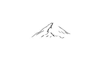 Minimalistic Black Mountain Icon with Snowy Peaks vector