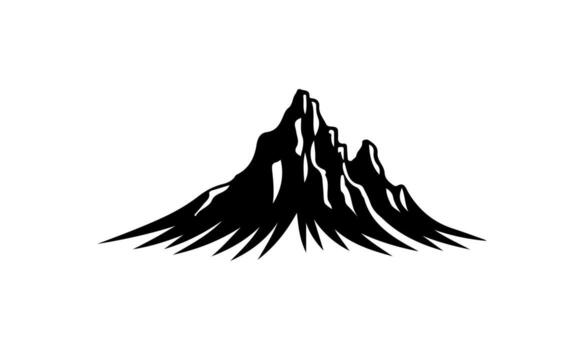 Black Mountain Icon with Snow Peaks and Sharp Edges vector