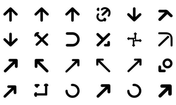 flecha y navegación icono conjunto mínimo redondeado ui símbolos vector